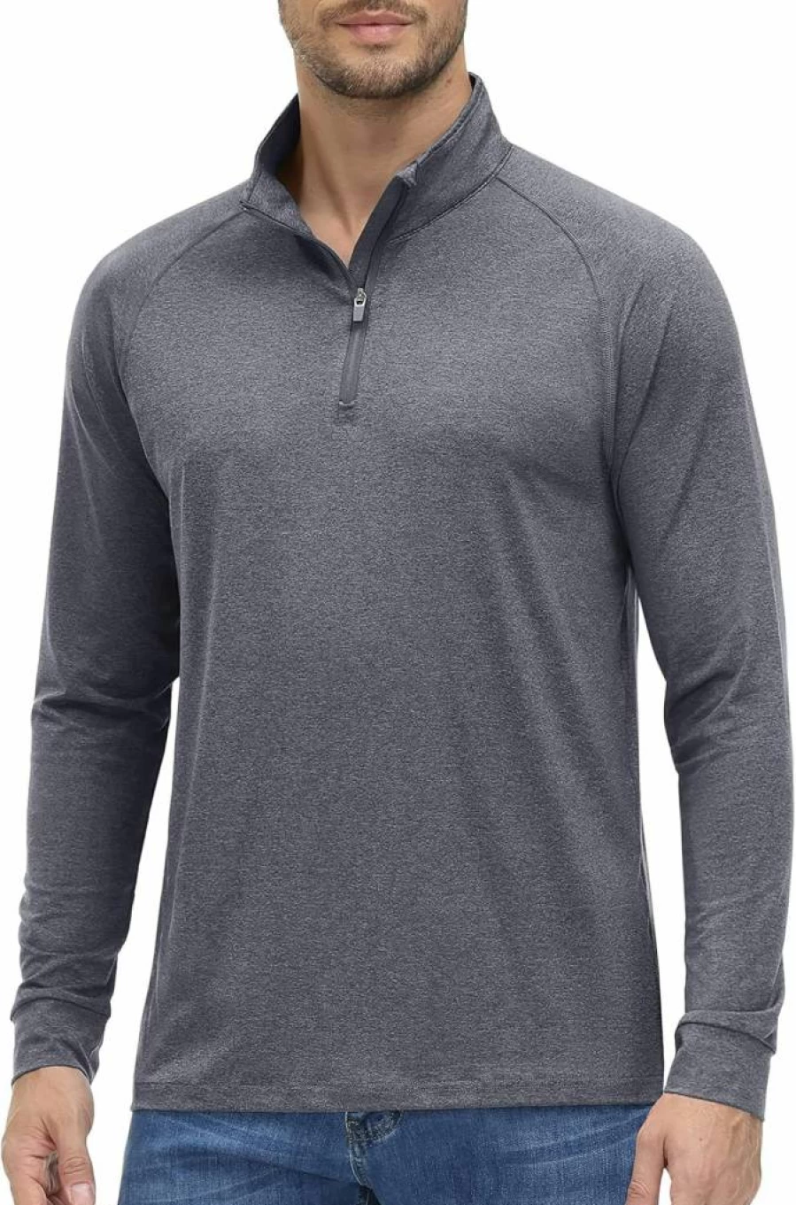 MAGCOMSEN Men's 1/4 Zip UPF 50+ Sun Protection Shirt Lightweight Long Sleeve Athletic Pullover for Sports & Workout