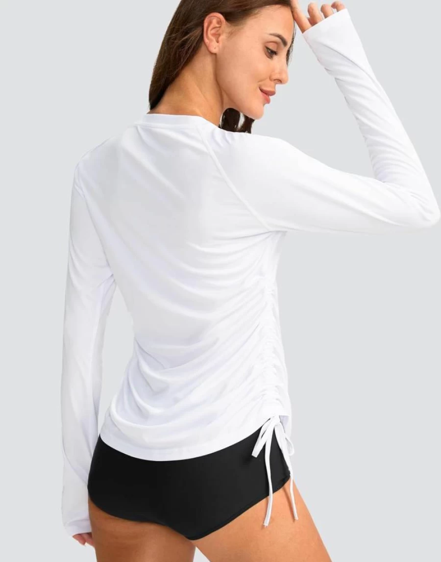 SANTINY Women's UPF 50+ Long Sleeve Rash Guard Swim Top - SPF UV Protection Swim Shirt for Women