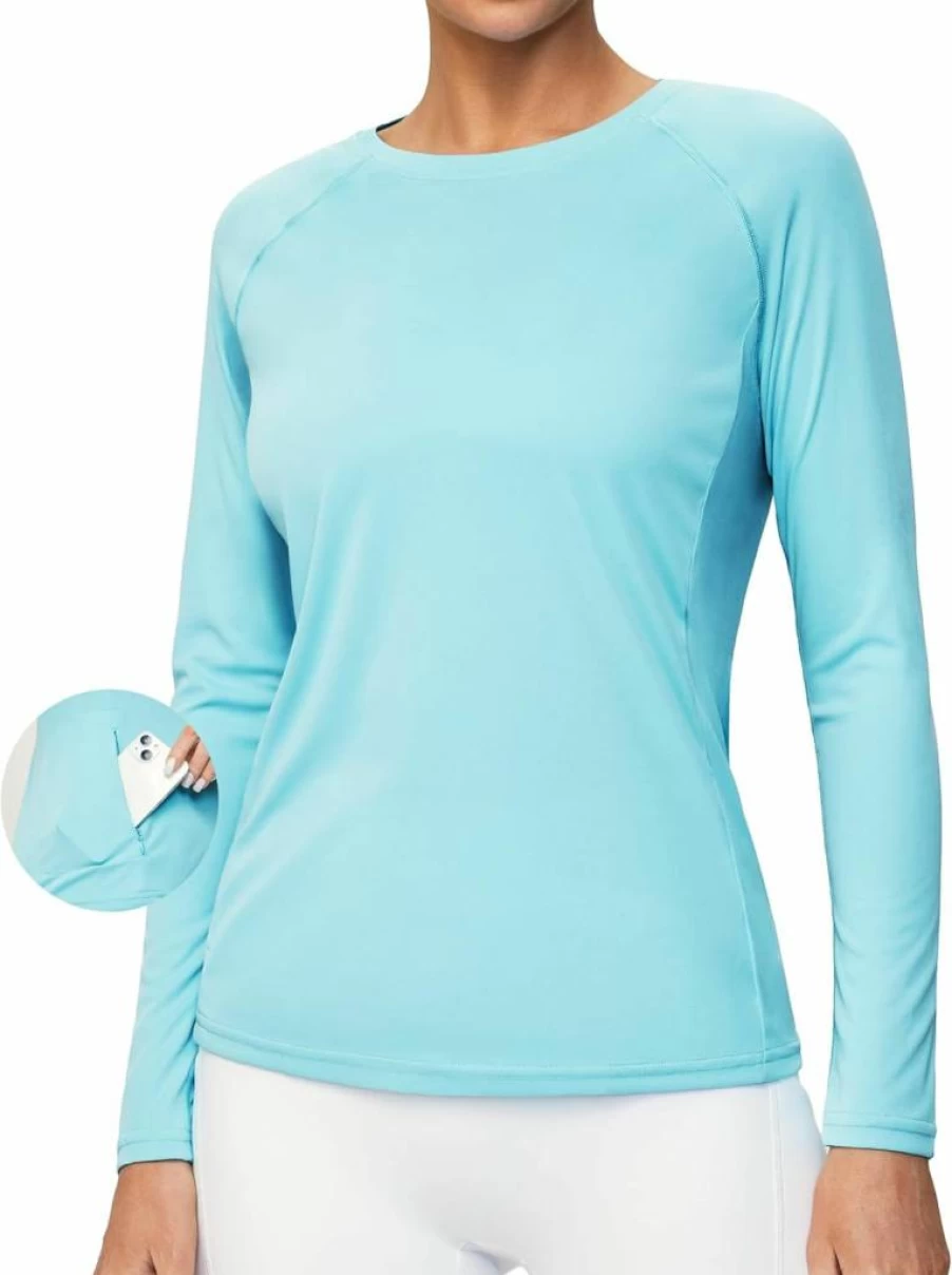 Heathyoga Women's UPF 50+ Long Sleeve Swim Shirt - Sun Protective Rash Guard with UV SPF Coverage