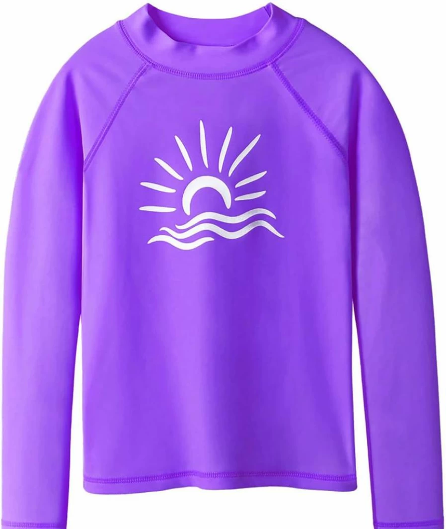 TFJH E Kids UPF 50+ Long Sleeve Rash Guard Swimsuit for Boys & Girls - Sun Protective Swimwear