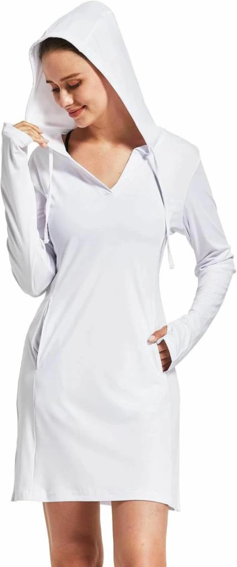 FitsT4 Sports Women's UPF 50+ Sun Protection Long Sleeve Beach Cover-Up Dress
