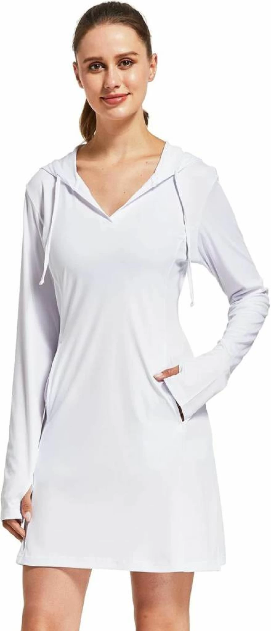 FitsT4 Sports Women's UPF 50+ Sun Protection Long Sleeve Beach Cover-Up Dress