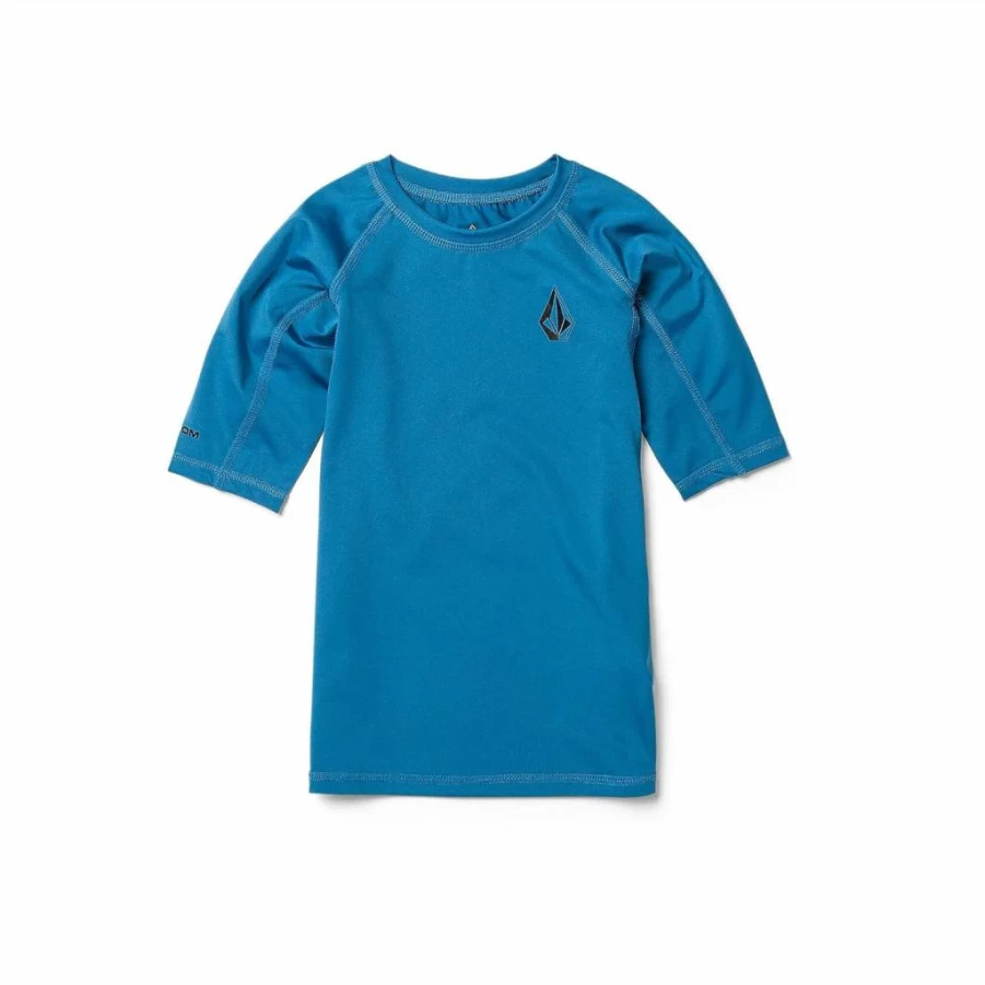 Volcom Boys' Lido Solid Lycra Short Sleeve Rashguard with 50+ UPF Sun Protection
