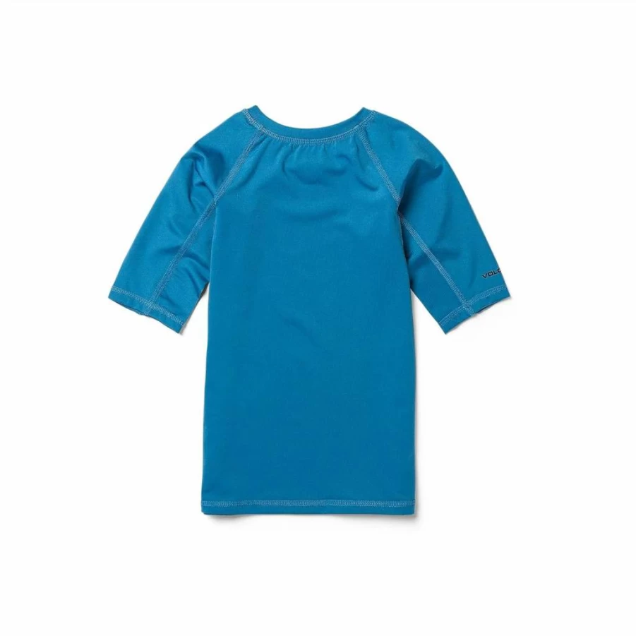 Volcom Boys' Lido Solid Lycra Short Sleeve Rashguard with 50+ UPF Sun Protection