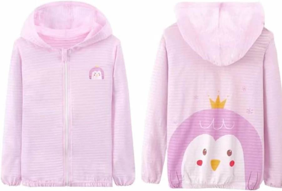 WHYME Toddler UV Protection Hoodie - Lightweight Sunscreen Jacket for Kids, Breathable Summer Sun Protective Outerwear, Cartoon Coat (2-3 Years, Purple)
