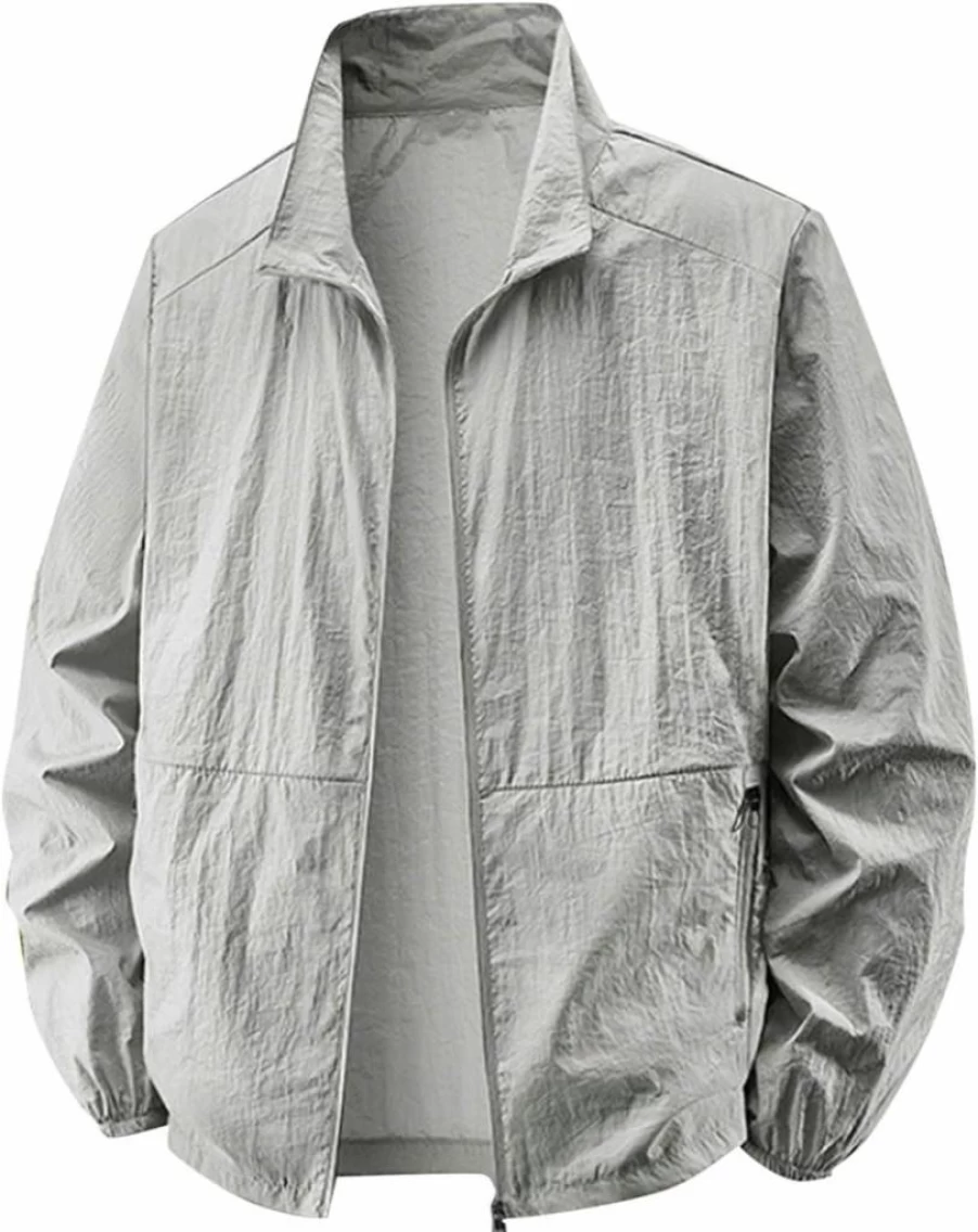 Azrian Men's Plus Size UV Protection Long Sleeve Sun Shirt - Waterproof Windbreaker Jacket for Fishing, Hiking & Outdoor Workout