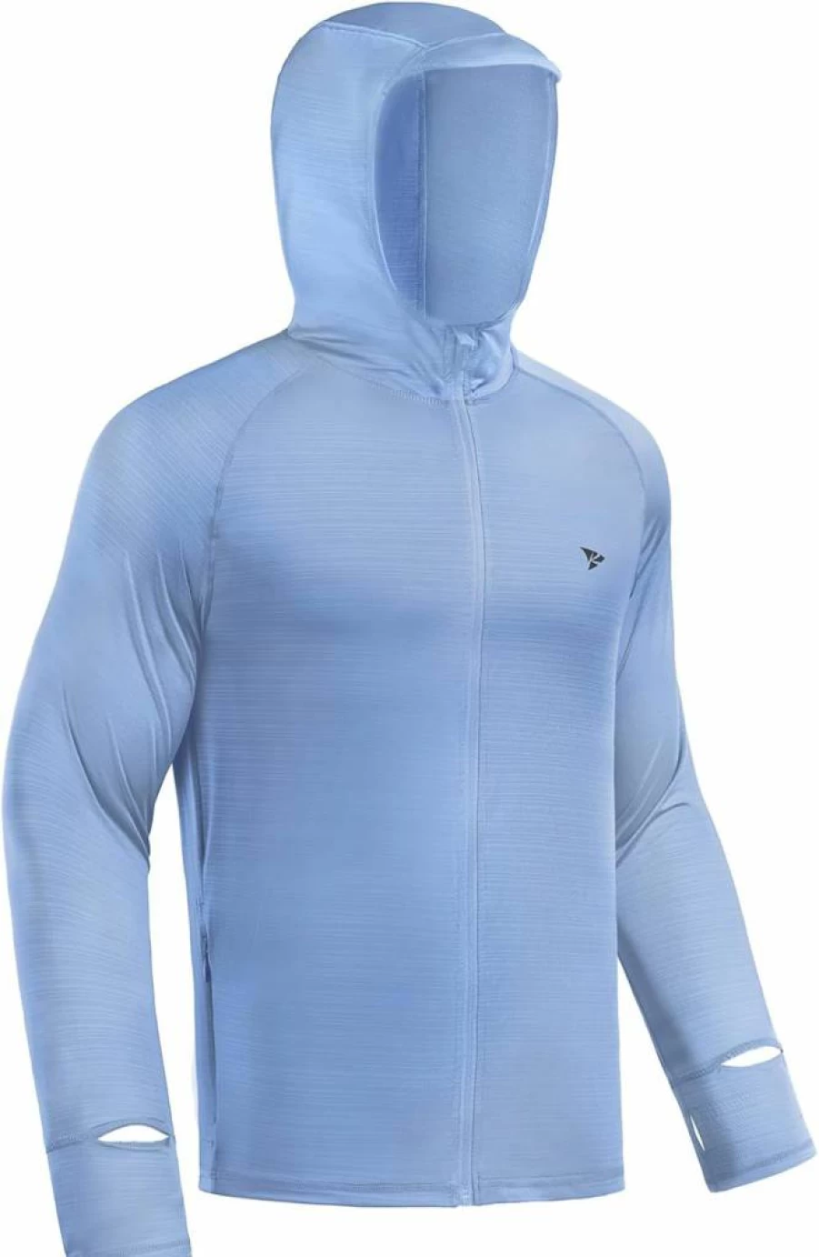 Rodeel Men's UPF 50+ Sun Protection Hoodie with Zipper & Neck Gaiter for Fishing, Hiking & Outdoor Activities