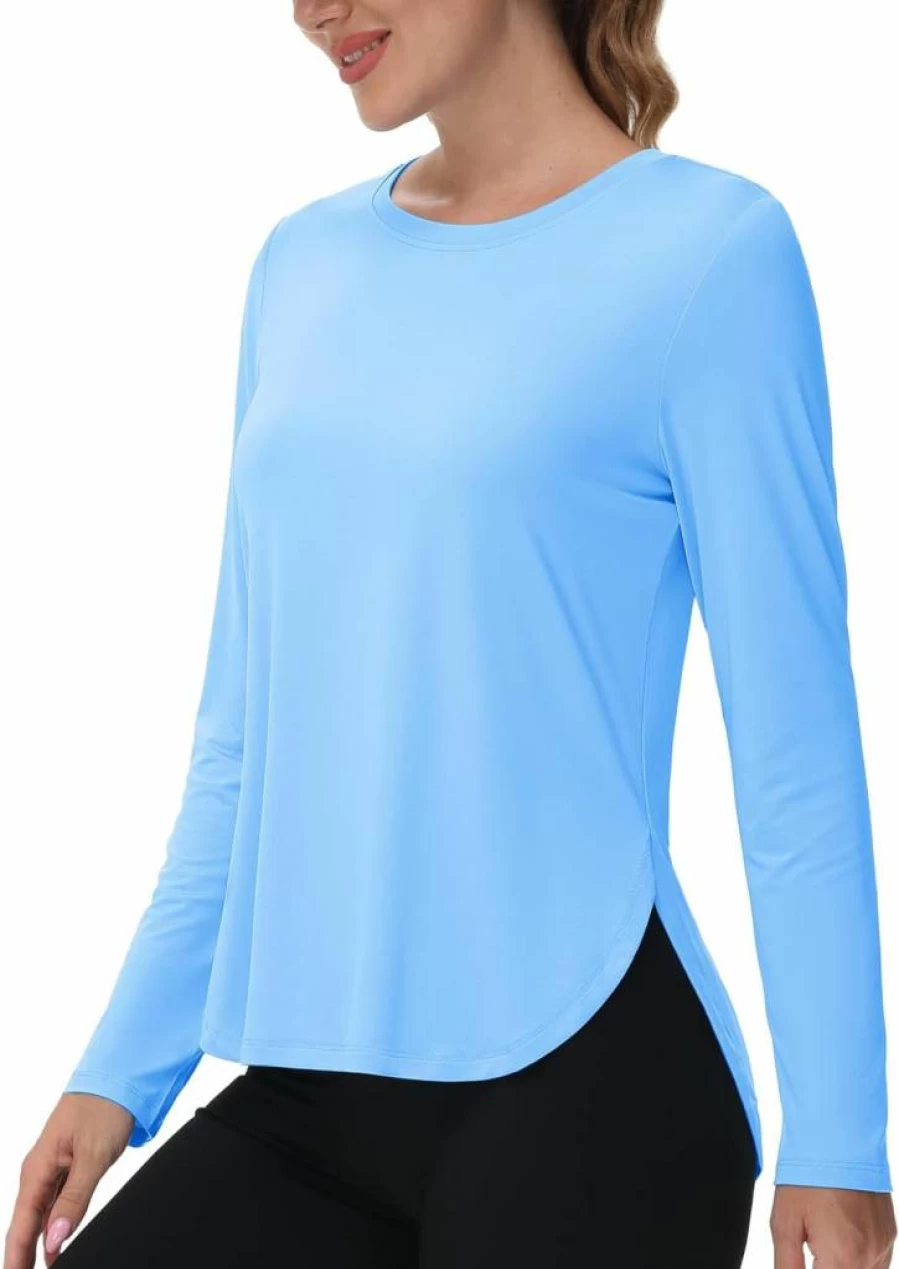 MAGCOMSEN Women's UPF 50+ Sun Protection Long Sleeve Shirt Quick Dry Athletic Workout Top UV Blocking Lightweight Hiking Running T-Shirt
