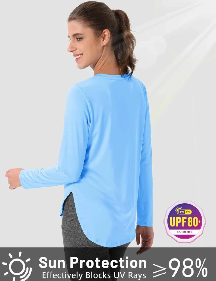 MAGCOMSEN Women's UPF 50+ Sun Protection Long Sleeve Shirt Quick Dry Athletic Workout Top UV Blocking Lightweight Hiking Running T-Shirt