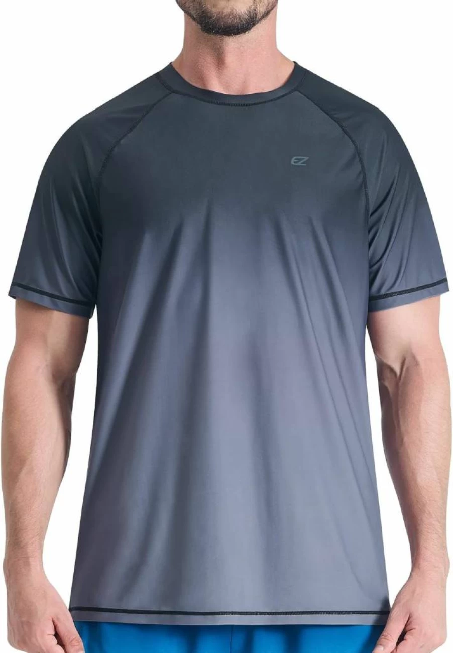EZRUN Men's UPF 50+ Rash Guard Swim Shirt - Quick Dry UV Protection Sun Shirt for Swimming, Fishing & Beach Activities