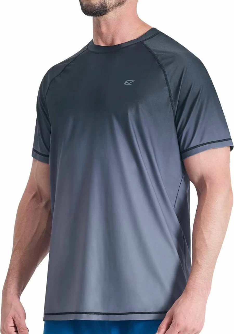 EZRUN Men's UPF 50+ Rash Guard Swim Shirt - Quick Dry UV Protection Sun Shirt for Swimming, Fishing & Beach Activities