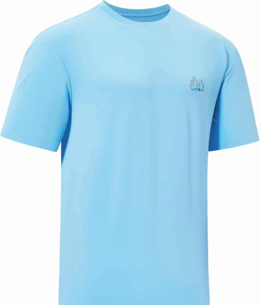 UVSAI Men's UPF 50+ Sun Protection Short Sleeve Shirt - Moisture Wicking Performance T-Shirt for Hiking, Fishing & Outdoor Activities