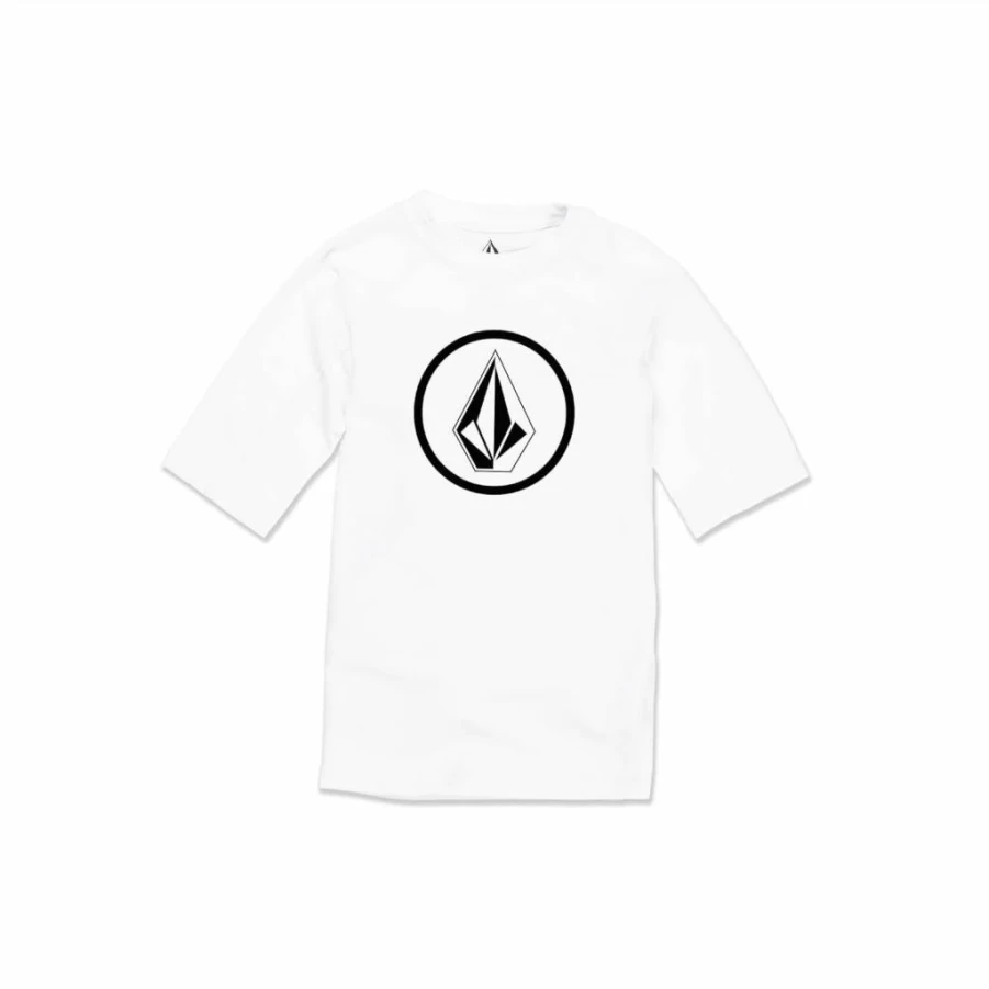 Volcom Boys' Lido Solid Lycra Short Sleeve Rashguard with 50+ UPF Sun Protection
