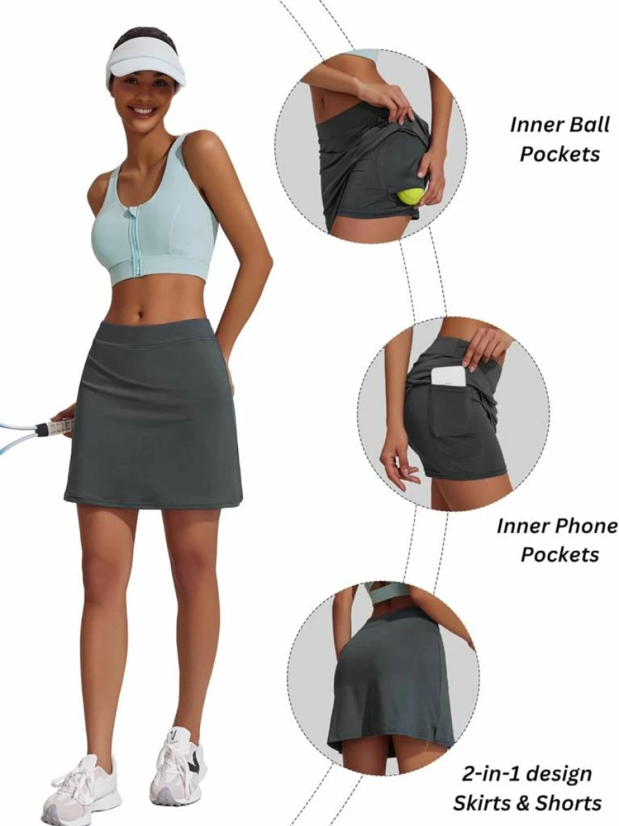 Ekouaer Women's High Waisted Golf Skort with Pockets - Lightweight Athletic Tennis Skirt for Pickleball, Workout & Sports