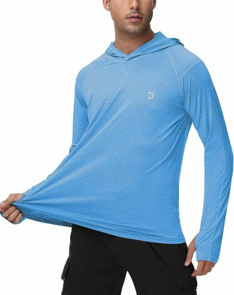 Roadbox UPF 50+ Men's Sun Protection Hoodie - Long Sleeve Fishing Shirt for Hiking, Running, Swim & Outdoor Activities