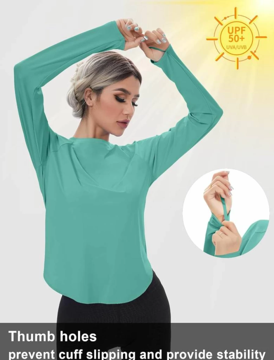 Addigi Women's UPF 50+ Sun Protection Shirt - Long Sleeve Quick Dry UV Shirt for Running, Hiking & Outdoor Workouts