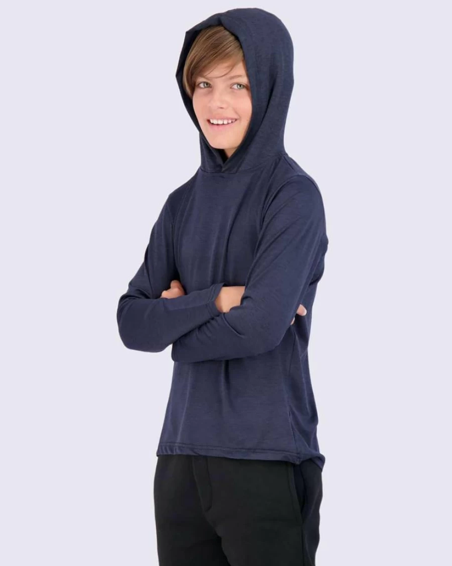 Real Essentials 3-Pack Youth Boys Dry-Fit Long Sleeve Hoodie - Breathable Active Pullover Sweatshirts for Teens