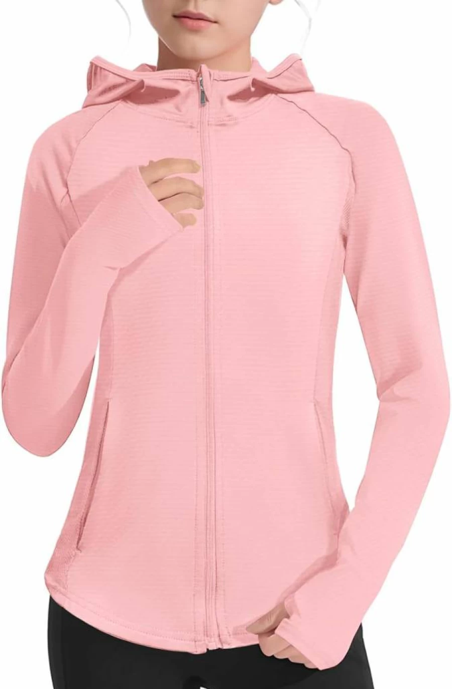 LIONJIE UPF50+ Sun Protection Hoodie Jacket for Women - Lightweight Athletic Zip Up Outdoor Hiking Fishing Long Sleeve Top