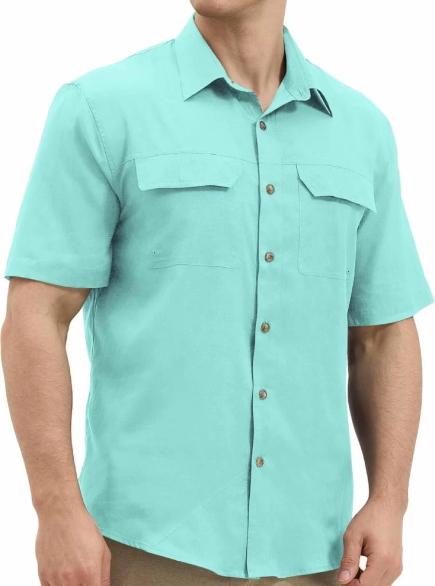 BARRACUDA BAY Men's UPF 50+ Sun Protection Shirt - Quick Dry, Cooling Short Sleeve Shirt for Fishing, Hiking, Camping & Outdoor Travel